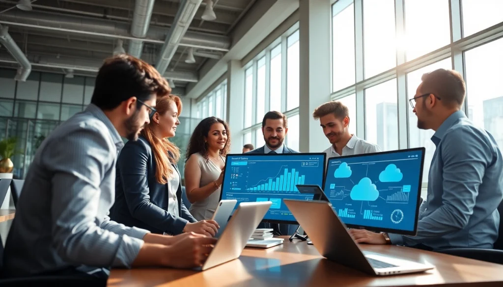 Cloud Services Tampa team collaborating in a modern office, showcasing innovation and technology.