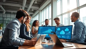 Cloud Services Tampa team collaborating in a modern office, showcasing innovation and technology.