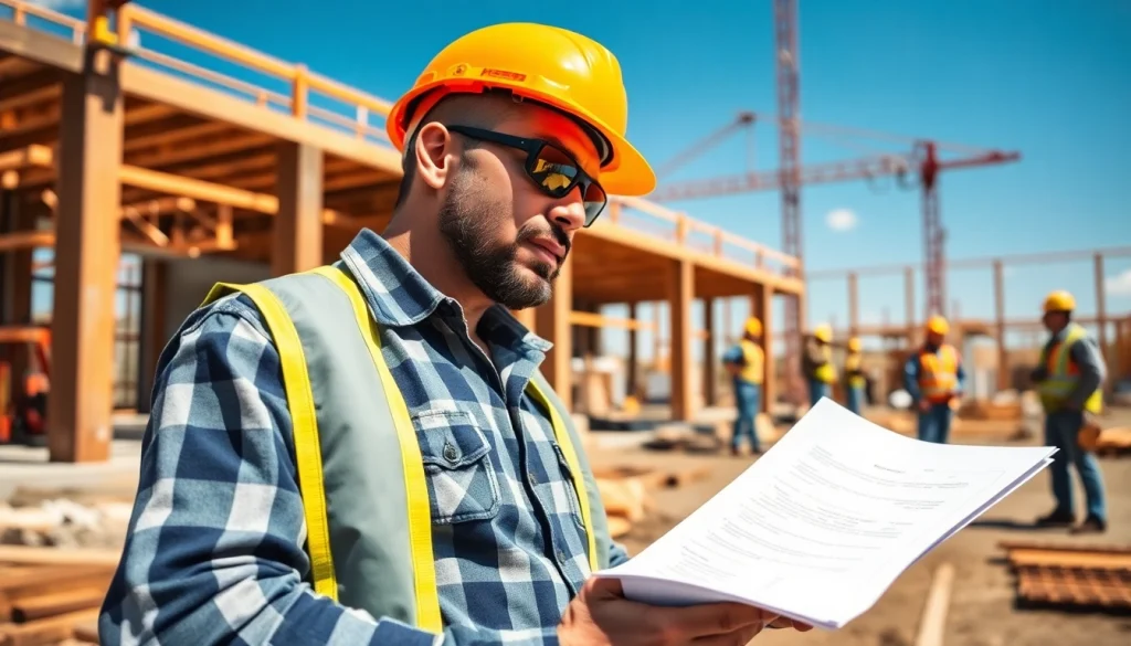 New Jersey General Contractor supervising a construction site with vibrant teamwork and safety gear.