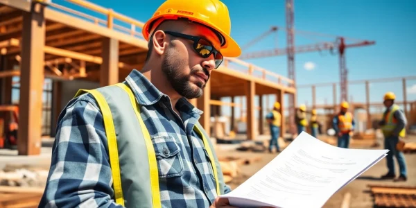 New Jersey General Contractor supervising a construction site with vibrant teamwork and safety gear.