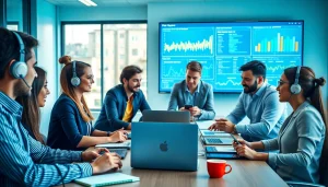 Provide reliable IT Support for Businesses with a collaborative team in a modern office.