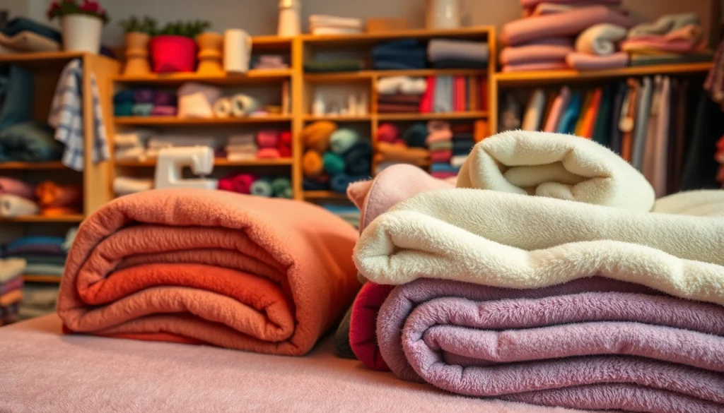 Fleece stof in verschillende kleuren in een gezellige textielwinkel