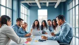 The team at MIMA showcasing their dịch vụ thiết kế website in a modern workspace with innovative designs.