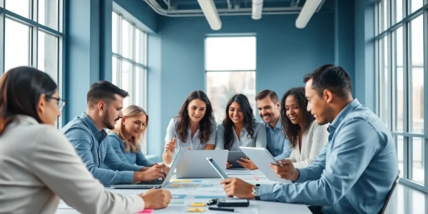 The team at MIMA showcasing their dịch vụ thiết kế website in a modern workspace with innovative designs.