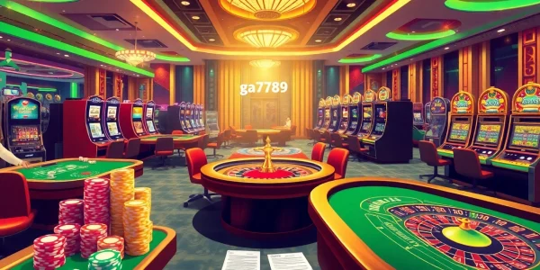 Players engaging in thrilling games at ga6789 online casino with vibrant tables and colorful chips.