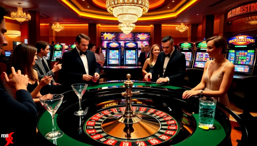 Players engaging at the RR88.wales casino table, enjoying a luxury gaming experience.
