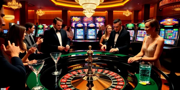 Players engaging at the RR88.wales casino table, enjoying a luxury gaming experience.