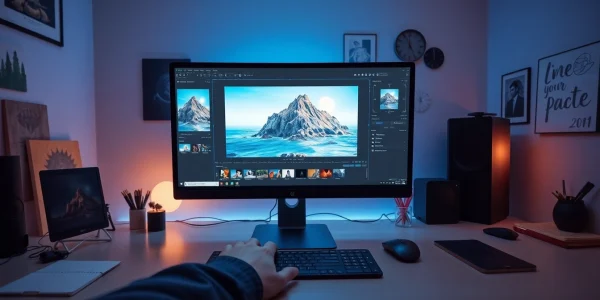 Engaging with the nano banana pro AI image editor in a modern workspace