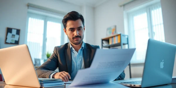 Professional translator focused on traduzione giurata with legal documents.