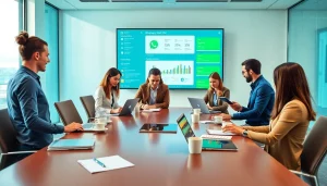 Engaging team utilizing WhatsApp Smart CRM software in a collaborative office environment.