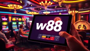 Trải nghiệm sự hứng khởi của W88 với các trò chơi casino sống động và sự tham gia của người chơi tại bàn cược sang trọng.