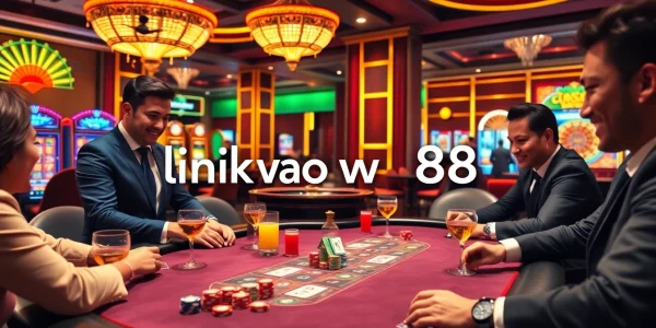 Experience the thrill of gambling with link vao w88 at an elegant poker table in a luxurious casino setting.