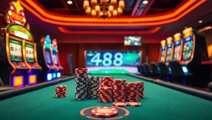 Experience the thrill of winning at trang chủ rr88 with vibrant casino tables and classic slot machines.