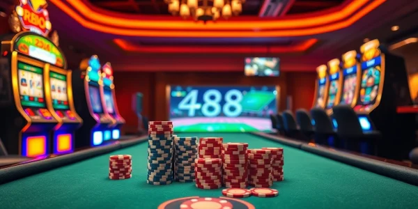 Experience the thrill of winning at trang chủ rr88 with vibrant casino tables and classic slot machines.