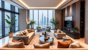 Showcasing dynamic interior design dubai with modern elegance and luxurious elements.