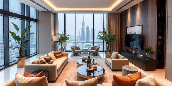 Showcasing dynamic interior design dubai with modern elegance and luxurious elements.