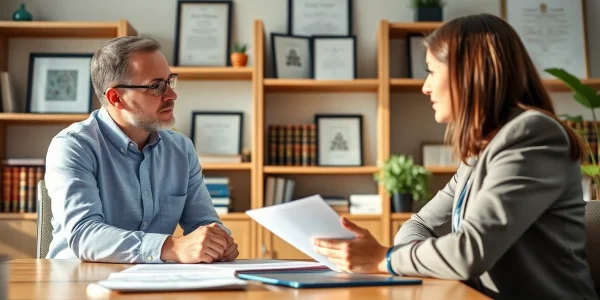 Public Adjuster Near Me assisting a homeowner in a professional setting, fostering trust and clarity.