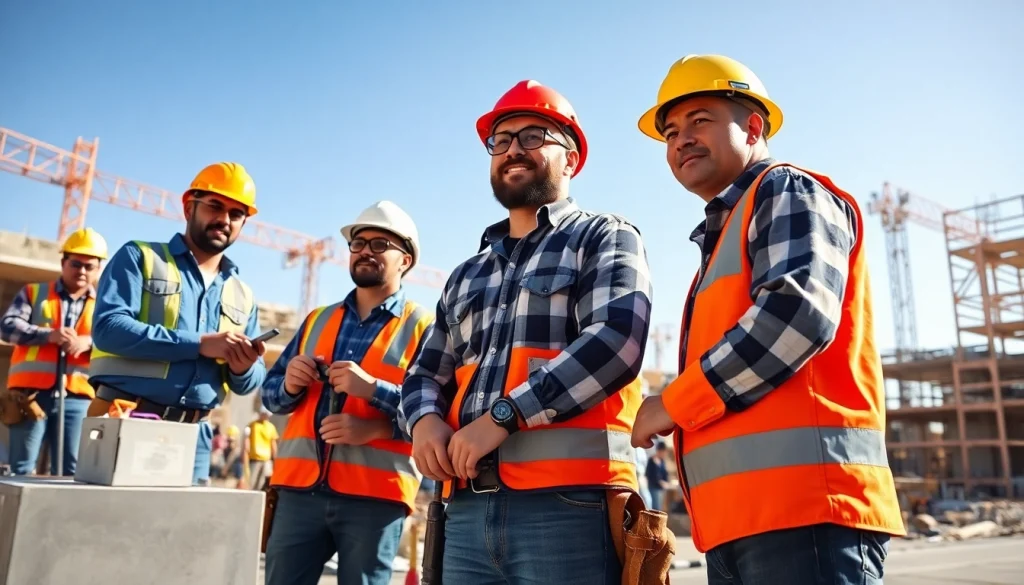 Skilled workers from the southern california contractors association collaborating on a construction project.