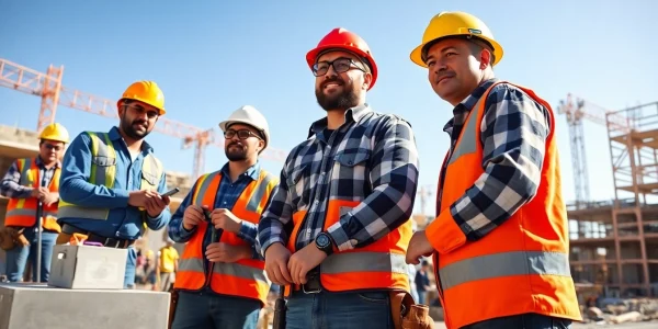 Skilled workers from the southern california contractors association collaborating on a construction project.