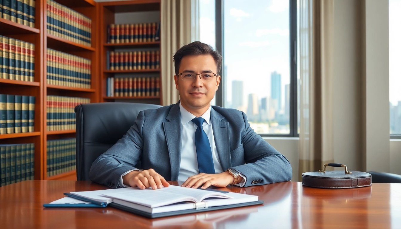 Miami-Dade County litigation Lawyer confidently working in a professional office setting.