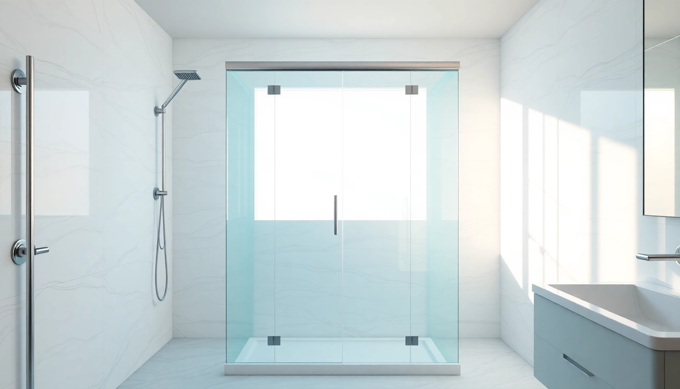 Stylish shower screen door beautifully integrated into a modern bathroom design.