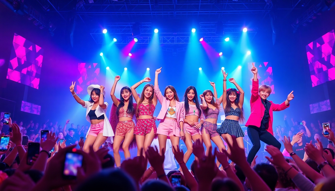 blackpink members showcase their powerful performance on stage with vibrant lights and energy.