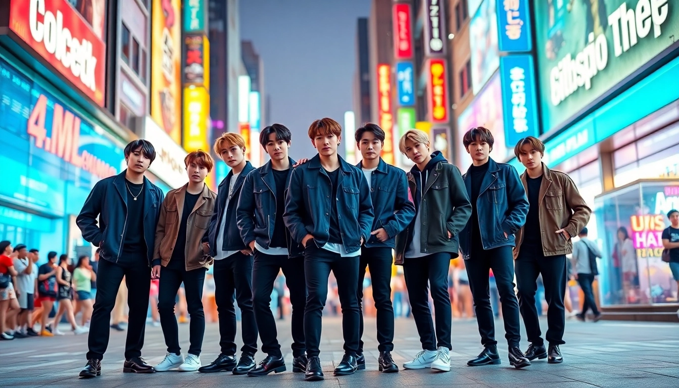 BTS members showcasing their vibrant personalities and unity in an urban setting.