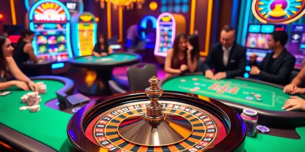 Engaging in high-stakes gambling at SHBET casino, featuring roulette and poker tables.