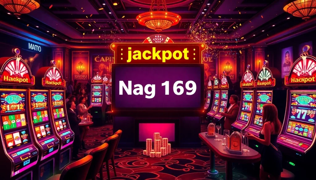 Celebrate the excitement of a jackpot Naga169 win at a vibrant casino slot machine.