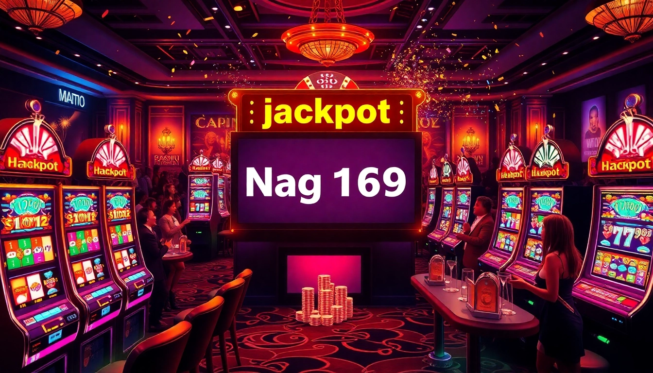 Celebrate the excitement of a jackpot Naga169 win at a vibrant casino slot machine.