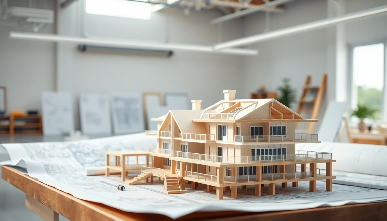 Architekturmodellbau Bonn: Detailliertes Architekturmodell in einem kreativen Studio-Setting.