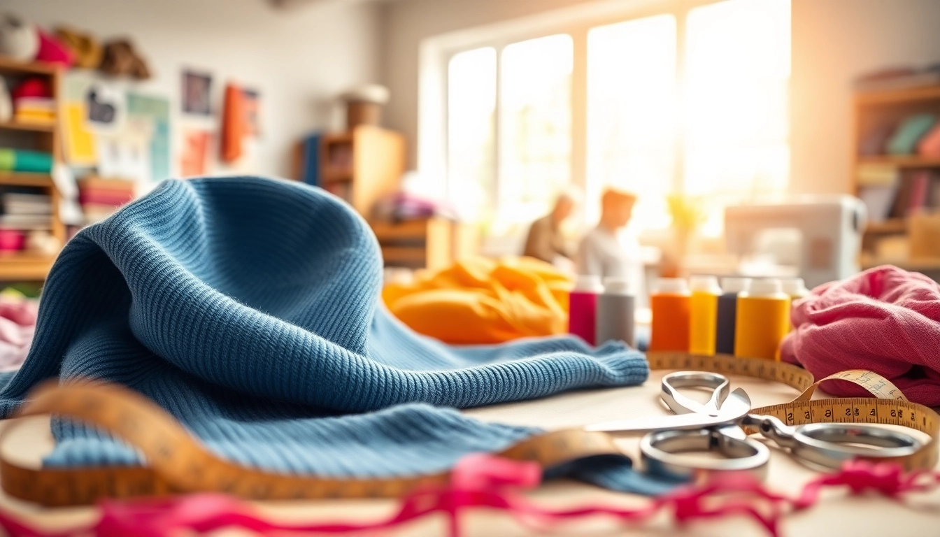 Ribcord stoffen creatief gepresenteerd met kleurrijke garen en naai-tools.