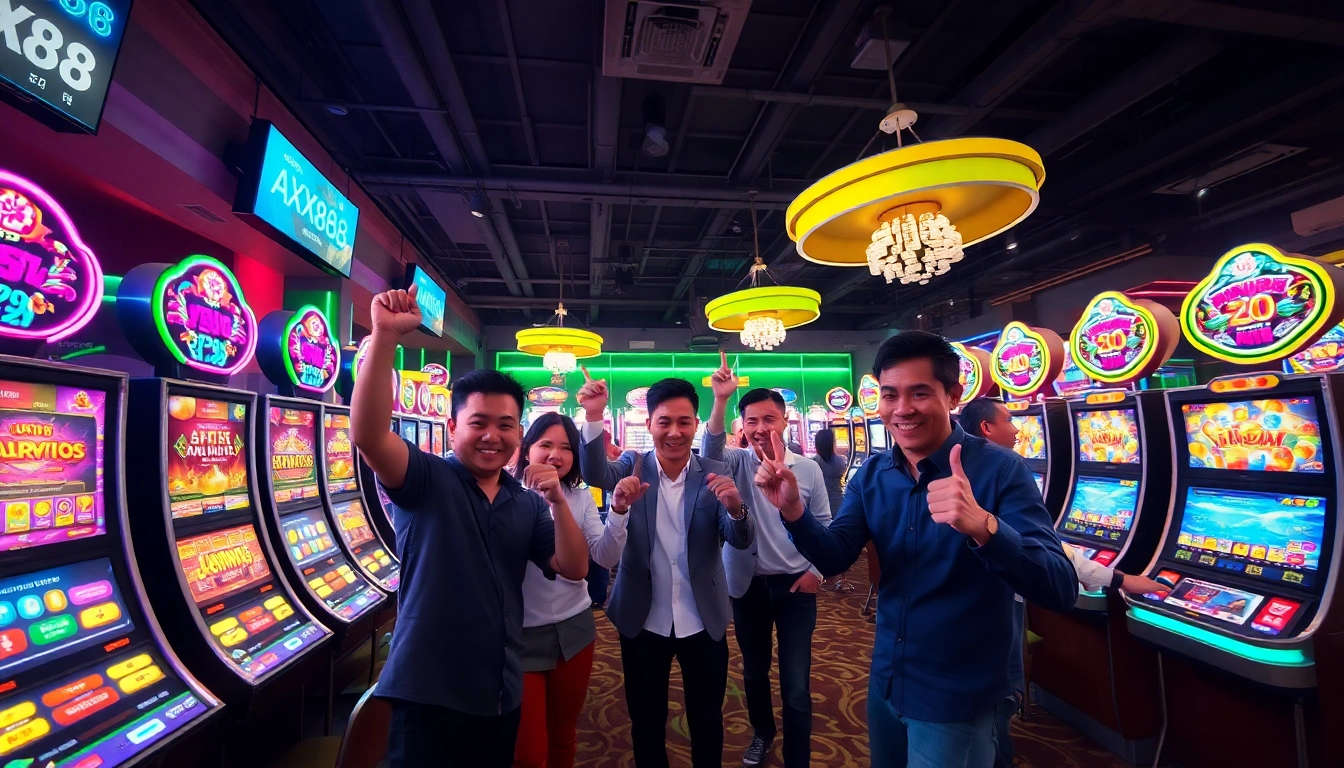 Người chơi hào hứng tham gia trò chơi AX88 trong bầu không khí casino trực tuyến sôi động.