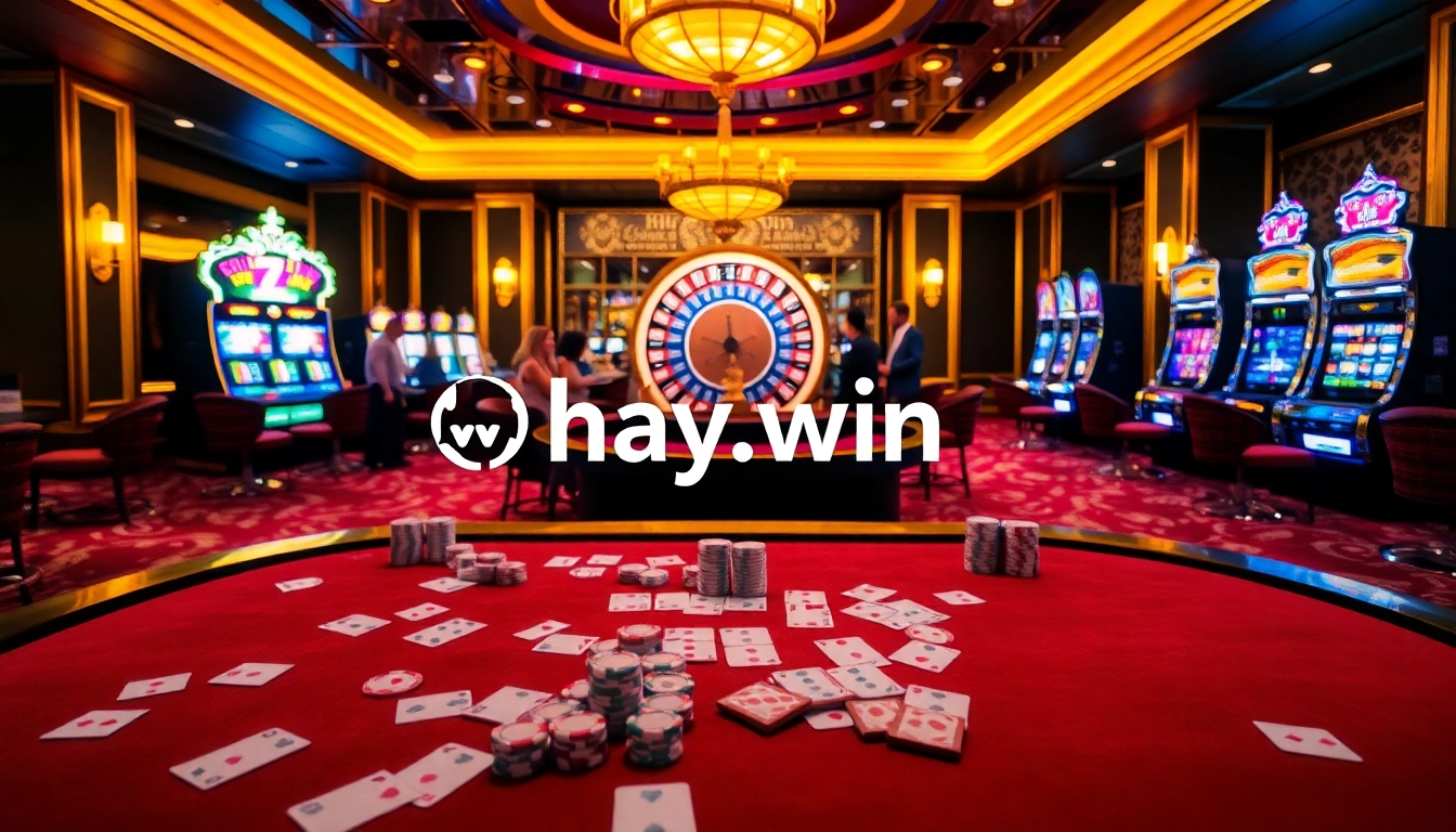 Experience the thrill of betting at hay.win with colorful casino tables and vibrant roulette wheels.