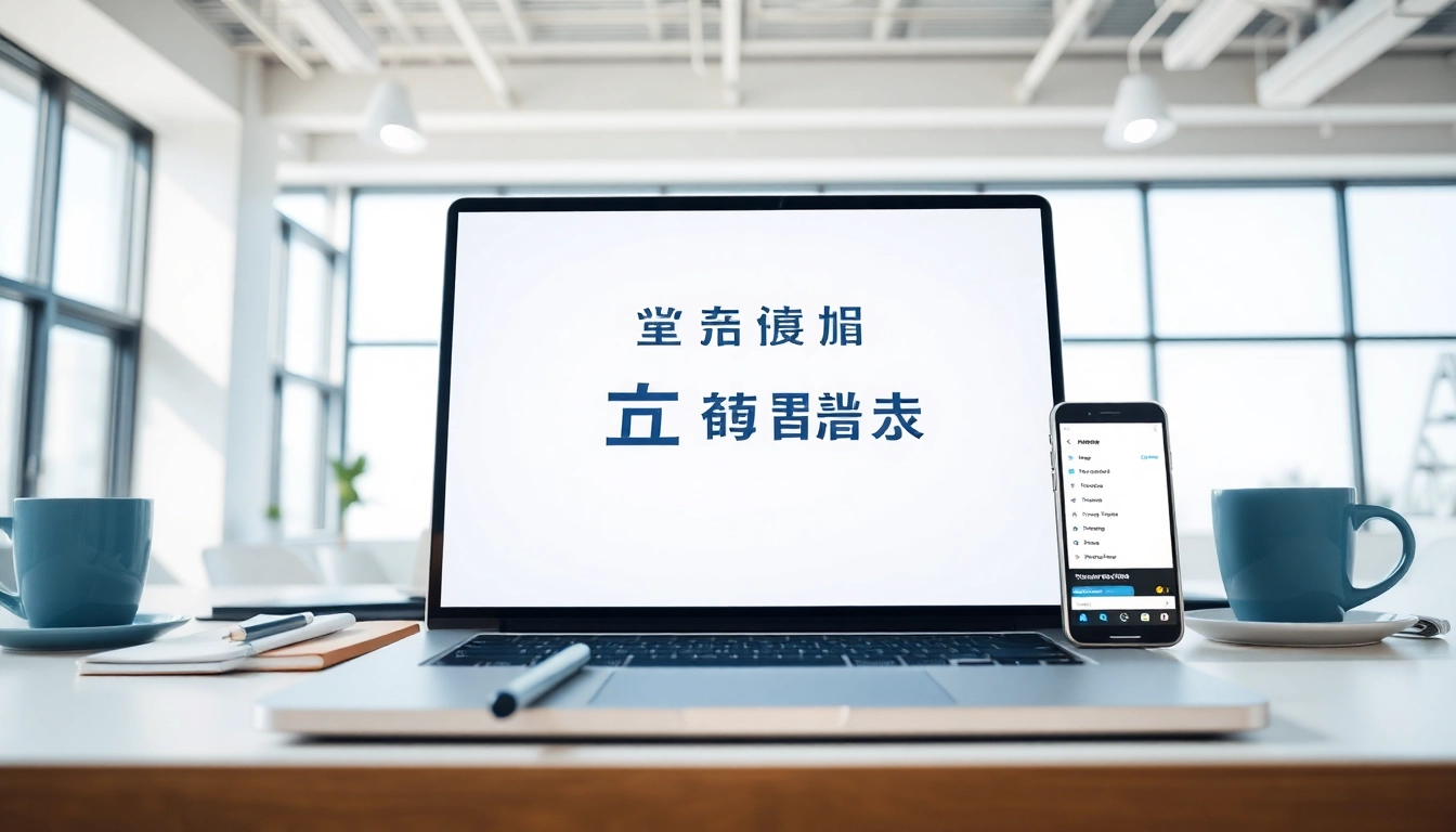 有道翻译 translation tool displayed on a modern laptop in a bright workspace.