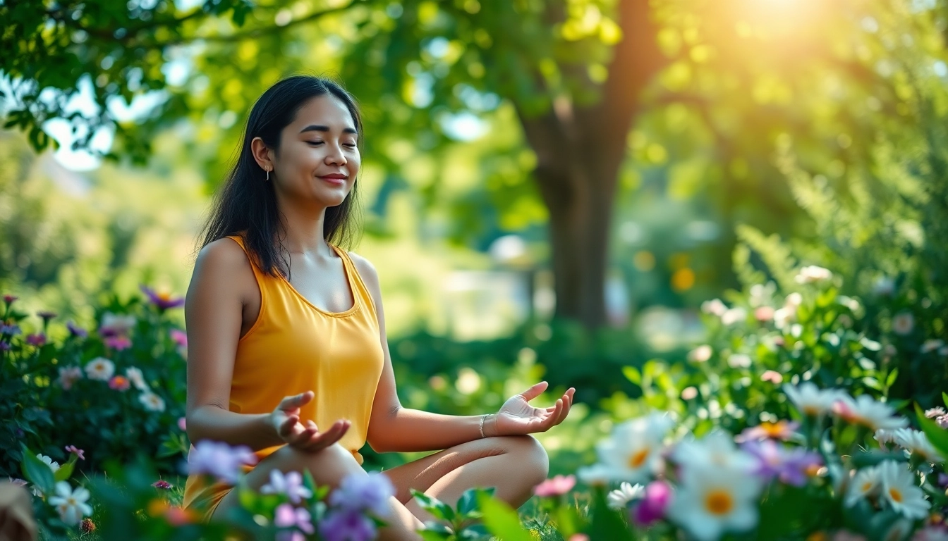 Individual meditating in a serene garden, reflecting on anxiety symptoms.
