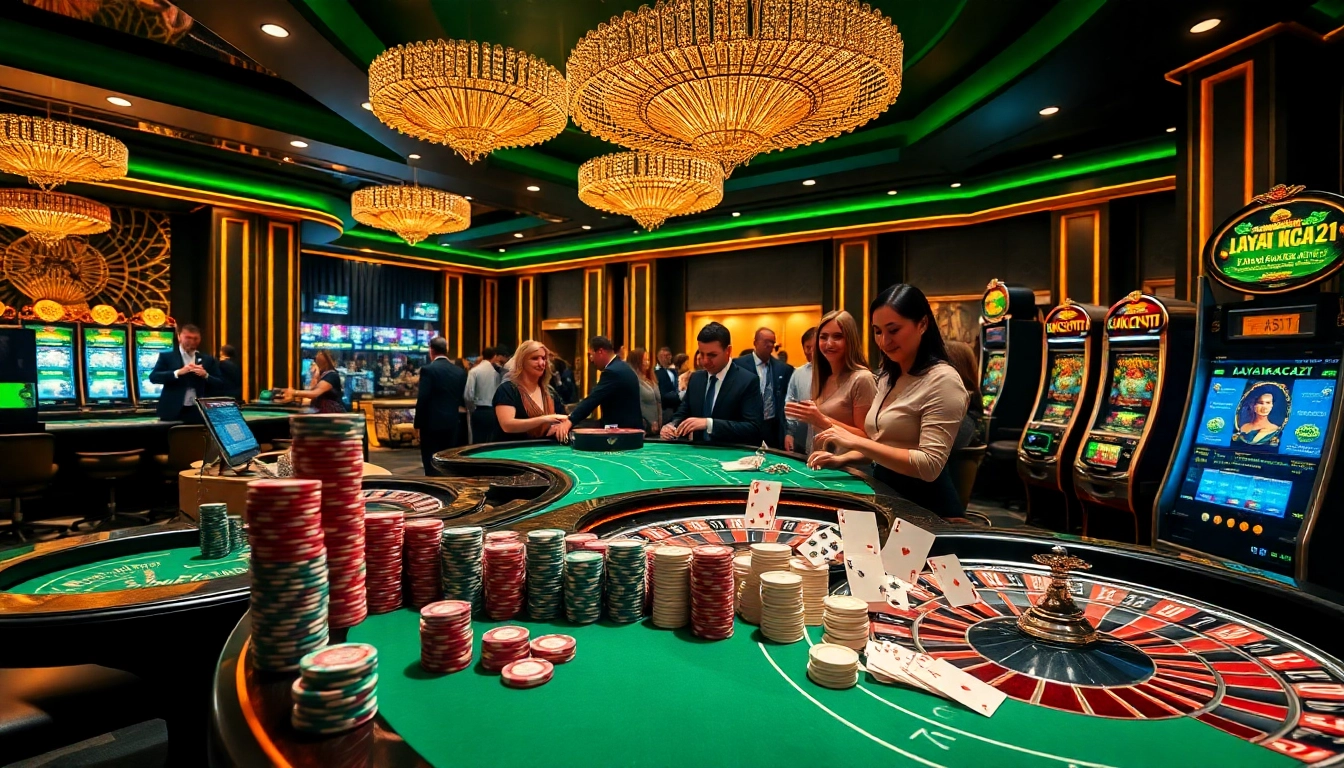 Engage with layarkaca21 through vibrant casino tables and thrilling gambling action in a luxurious setting.