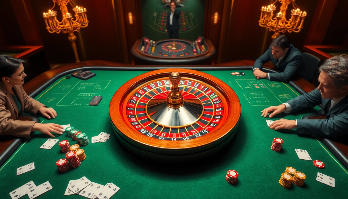 Expérience de jeu en ligne passionnante dans un casino en ligne France avec des tables de poker vibrantes et une roulette.